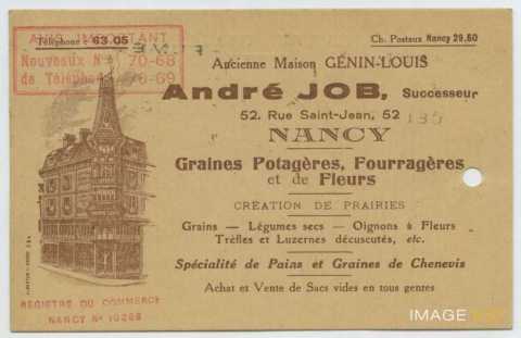 Carte publicitaire Maison André Job (Nancy)